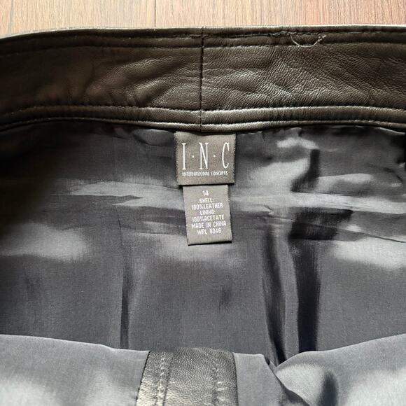 INC International Concepts Black Leather Mini Skirt Women’s 14 - Picture 5 of 5